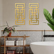 2 Piece Gold Rectangular Wall Mirrors, 15.7×7 Inch Geometric Wooden Frame Acrylic Wall-Mounted Modern Mirror Decor for Bathroom Bedroom Living Room Office Farmhouse Home Decorations