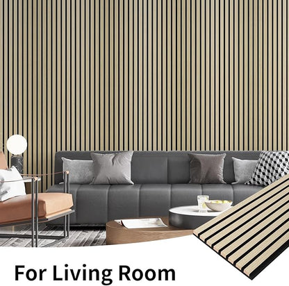 Art3dwallpanels Wood Slat Wall Panel, 108'' x 13'' Wood Panels for Wall 2 Pack 3D Soundproof Wall Panels, Large Acoustic Panels Sound Absorbing for Interior Ceiling and Wall Decor Noise Reduction,Oak
