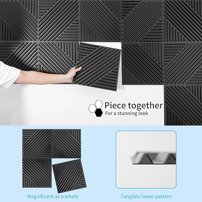 Art3d 33-Pack 3D Wall Panels for Interior Wall Decor, Textured Accent Wall Paneling for Living Room, Bedroom, TV Wall Background, 12
