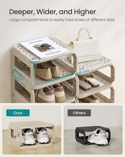 SONGMICS Shoe Rack, Shoe Organizer, 6 Shelves, Shoe Storage, Narrow Shoe Shelf, Open Shelf for Entryway, Living Room, Bathroom, Space-Saving, Cappuccino Beige ULPC037K01
