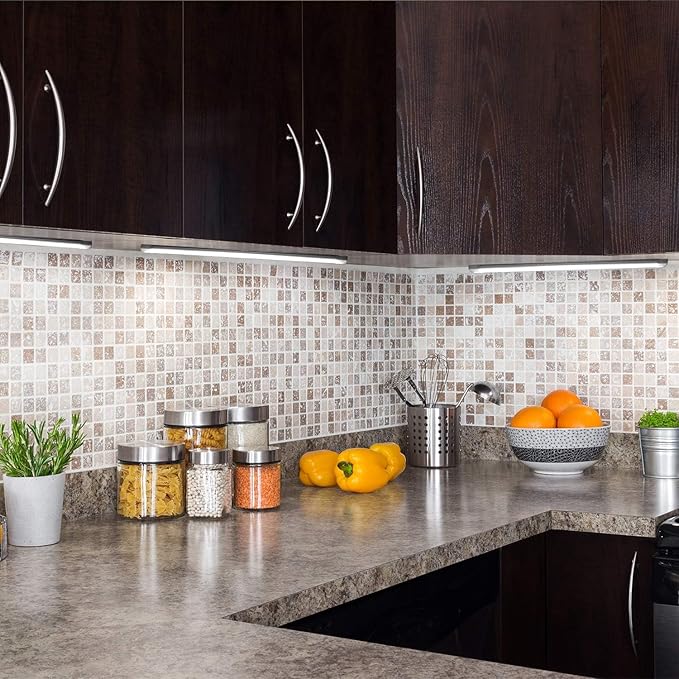 LABOREDUCER LED Under Cabinet Lighting with Plug in 10 Pack,11inch Dimmable LED Under Cabinet Lights with Rotary Dimmer Switch, Cold White Linkable Under Counter Lights for Kitchen (Cold White)