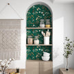 Dark Floral Wallpaper Peel and Stick 17.5in x393in Vintage Green Gold Leaf Wallpaper Vinyl Waterproof Self-Adhesive Boho Botanical Wall Paper Mural for Cabinet Bookcase Bedroom Decor