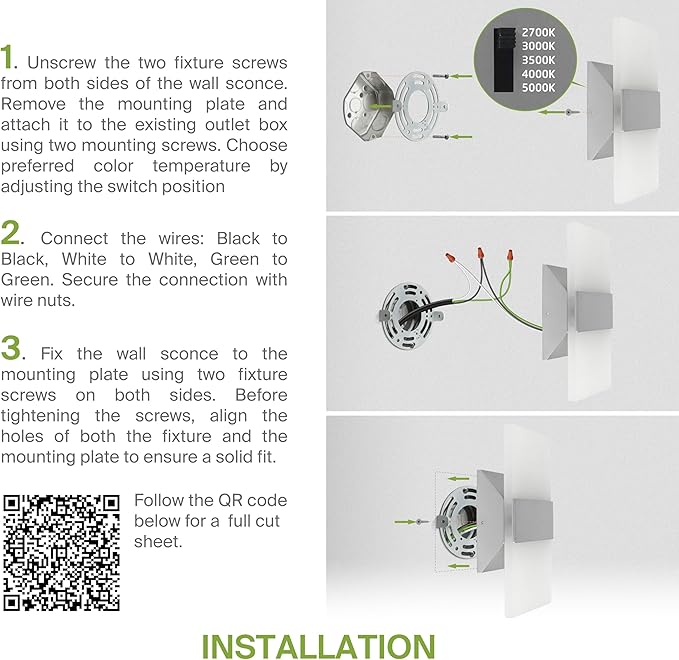 ASD LED Indoor Wall Mount Light Fixture - 14 Inch 24W Modern Interior Brushed Nickel Dimmable Wall Sconce Light - ETL 2700K-5000K Adjustable - Hallway, Bedroom LED Wall Lights, Pack of 2