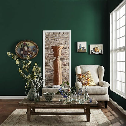 HeloHo 394"X15.7" Solid Green Wallpaper Matte Textured Contact Wallpaper Peel and Stick Self Adhesive Removable Wallpaper Waterproof Paper for Living Room Bedroom Decor