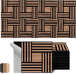 WoveN SounD Artisan Acoustic Wall Panels, 16 Pack 12x12 Inch, Wood Veneer Carved Sound Proof Wall Decor, Self-Adhesive for Home, Studio, Office & Focus Zones, Metre, Teak
