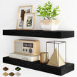 Fun Memories Floating Shelves for Wall, 24Inch Floating Shelves Set of 2, Hanging Shelf with Invisible Brackets, Wood Shelves for Living Room, Bedroom, Kitchen, Black