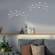sxnzequnze 2 Pcs Metal Leaf Wall Art Crystal Bling Decorations Silver Leaves 3D Iron Handmade Home Decor Hanging Minimalist Accents Modern Set for Living Room Bathroom Bedroom Dining Room Hallway