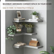 fuqing Corner Floating Shelves, Wall Shelf Set of 3, Shelves for Wall Storage, Solid Wood Shelves for Storage, Wall Mount Wooden Display Shelf for Bathroom Bedroom Kitchen Garage, Dark Grey