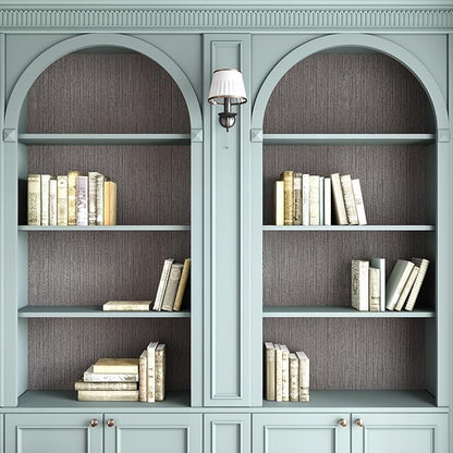 CRE8TIVE Dark Grey Grasscloth Wallpaper Removable Textured Wallpaper Stick and Peel Grasscloth Contact Paper for Cabinets Waterproof Self Adhesive Fabric Wall Paper for Bathroom Bedroom Walls 12"x354"