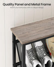 Shoe Rack, 4-Tier Slanted Shoe Storage Shelf, Narrow Shoe Rack for Entryway, Shoe Organizer with Adjustable Feet, Slim Shoe Shelf with Wooden Top and Metal Frame, Greige and Black TXJ75BG