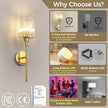 DORESshop Battery Operated Wall Sconce Set of 2, Wireless Wall Light, 15 Color Rechargeable Wall Sconces, Sconce Wall Decor Set of 2 for Bedroom, Living Room, Gold and Crystal, 24.6in