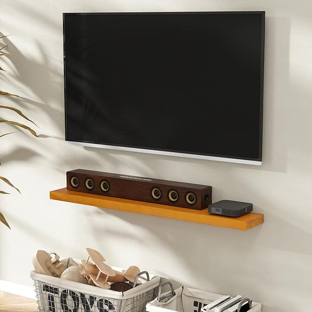 Marsmiles Wood Floating Shelves | 55 Inch Rustic Honey Oak Wall Shelves Set of 2 | 55" W x 7.7" D x 1.6" H Wooden Shelves for Bathroom Living Room Kitchen
