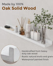 Axeman Oak Picture Ledge Shelf, 55 Inch Floating Shelves Set of 2, Solid Oak Wood Wall Shelves with Lip, Wall Decor Storage for Bedroom Living Room Bathroom Kitchen Nursery Photo Picture, White