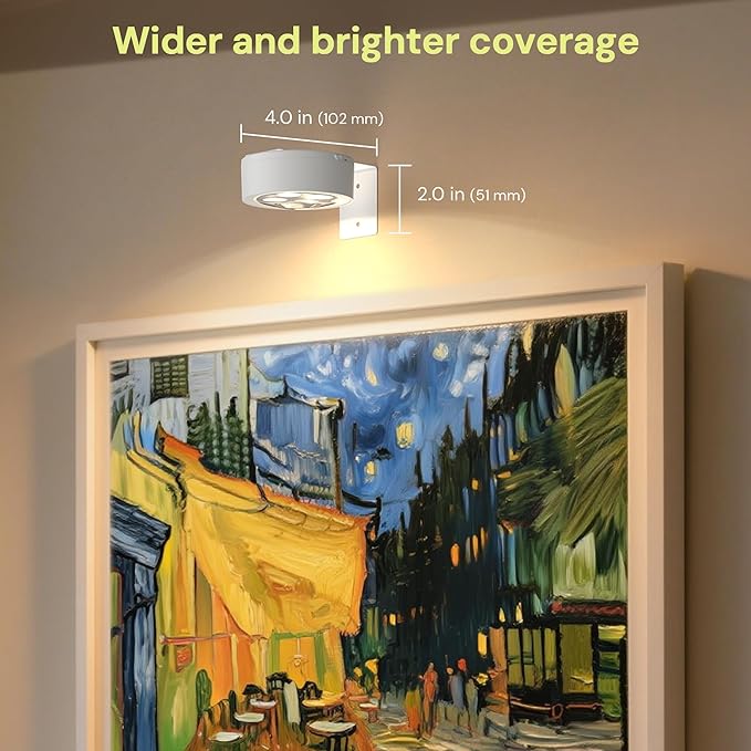 L LOHAS LED White Picture Lights for Wall, 3 Pack Rechargeable LED Picture Light Battery Operated with Remote＆Timer, Dimmable Poster Light for Paintings, Portraits, Art Frames, 3 Color