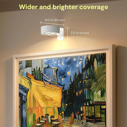 L LOHAS LED White Picture Lights for Wall, 3 Pack Rechargeable LED Picture Light Battery Operated with Remote＆Timer, Dimmable Poster Light for Paintings, Portraits, Art Frames, 3 Color