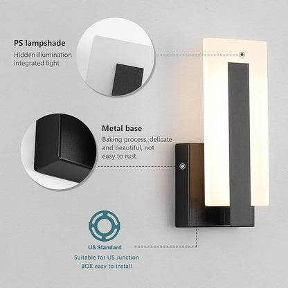 Modern Wall Sconces Set of Two, Led Wall Light 7w, Warm White Beside Light Hardwired Acrylic Wall Light Lighting, Suitable for Living Room Corridor Bedside (Warm White 3000K 2Pack)