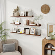 Axeman 30 Inch Floating Shelves | Walnut Picture Ledge Shelf Set of 3 | Rustic Wood Wall Shelves with Lip | 30