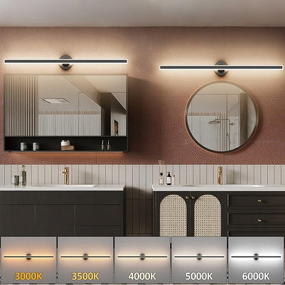 Modern Black Vanity Light, 39.37 inch 5 Colors Wall Sconce Dimmable, LED Bathroom Light Fixtures for Mirror