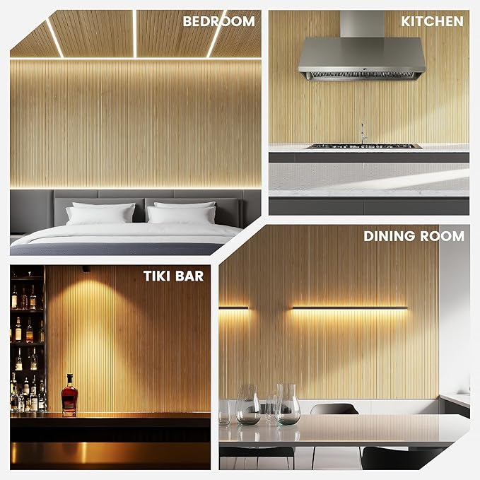 Bamboo Wall Panels for Interior Wall Decor: Natural Flexible Pole Wrap Decorative Wall Panel, Wainscoting Wall Cladding Paneling for Living Room,Bedroom,Office,Ceiling,Kitchen 2.3ft X 8ft