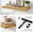 Fun Memories 32 x 12 Floating Shelves Wall-Mounted - Rustic Wood Shelf - 12 Inch Deep Floating Shelves for Wall - Large Storage Shelf for Bathroom - Kitchen & Bedroom - Oak - Set of 2