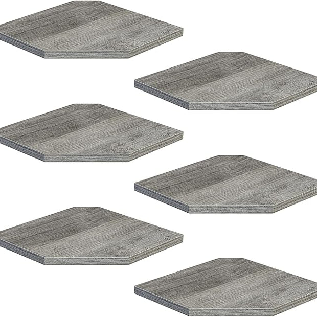 Fun Memories Corner Shelf Wall Mount, Floating Corner Shelves, Set of 6 Corner Wall Shelf Organizer, Rustic Wood Wall Storage Display Shelves for Living Room Bedroom Bathroom Kitchen, Rustic Grey