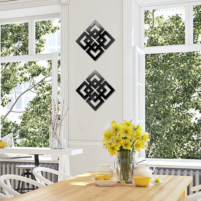 Weysat Wall Mount Home Mirror, 2 Pieces Silver Square Decorative Mirror for Bedroom, Living Room, Bathroom, 11.8 x 11.8 Inches(Black,Mirrored)