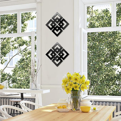 Weysat Wall Mount Home Mirror, 2 Pieces Silver Square Decorative Mirror for Bedroom, Living Room, Bathroom, 11.8 x 11.8 Inches(Black,Mirrored)