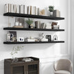 72 inch Floating Shelves for Wall, 12 Inch Deep Floating Shelf, Hanging Shelf with Invisible Brackets, Rustic Wooden Wall Shelves for Bathroom, Bedroom, Living Room,Farmhouse Set of 1,Black