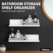 YOHOM White Floating Adhesive Bathroom Wall Storage Shelf No Drilling Display Ledge Organizer for Shower Caddy Kitchen Holder 14.96inch