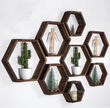 WONFUlity Hexagon Floating Shelves Honeycomb Shelves Wood Farmhouse Storage Wall Shelf for Bathroom, Kitchen, Bedroom, Living Room, Driftwood Finish Wall Decor