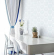 Peel and Stick Wallpaper Blue Wallpaper Geometric Wallpaper White Hexagon Modern Contact Paper 17.3”×393”Self-Adhesive Wallpape Removable for Bedroom Waterproof Shelf Liner Decal Vinyl Roll
