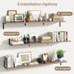 Fun Memories Deep Floating Shelves, 55W x 8D Floating Shelves Set of 2, Wall Mounted Shelf with Metal Brackets, Rustic Wood Wall Shelf for Bathroom, Kitchen and Living Room, Grey