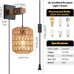 Rustic Wall Sconces Fixtures with Plug in Cord, Set of Two Indoor Vintage Rattan Wall Light Industrial Lamp Fixture Farmhouse Metal Sconces Light for Bedroom Bedside Living Room