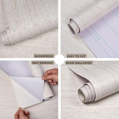 White Wood Contact Paper for Cabinets and Drawers Wood Grain Peel and Stick Wallpaper for Furniture Table Shelf Liner Self-Adhesive Wallpaper Vinyl Waterproof Easy to Install/Clean 18inW 118inL