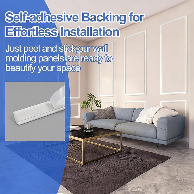 RELIANCER Peel and Stick Wall Molding Kit,30PCS Pre-Cut Door Molding Panels,3D Moulding Wainscoting Panel,Self Adhesive Walls Moulding Trim,Wall Modular Frames for Interior Walls Decor Home Bedroom