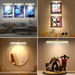 2Pack-Picture Light for Wall Artwork Rechargeable 5000mAh Painting Light with Controller, WARM/NATURE/COOL Colors,Dimmable 400LM Full Metal Wall Sconces Lamp Led for Picture Portrait Gallery-Gold