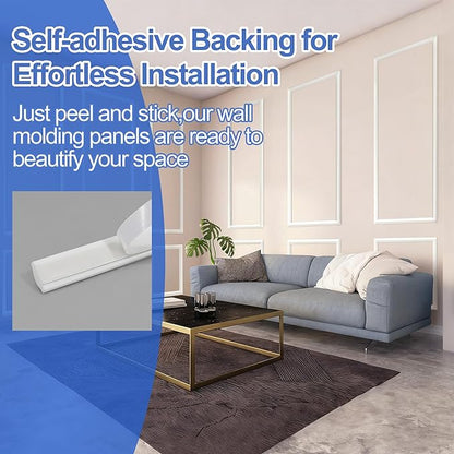 RELIANCER Peel and Stick Wall Molding Kit,30PCS Pre-Cut Door Molding Panels,3D Moulding Wainscoting Panel,Self Adhesive Walls Moulding Trim,Wall Modular Frames for Interior Walls Decor Home Bedroom