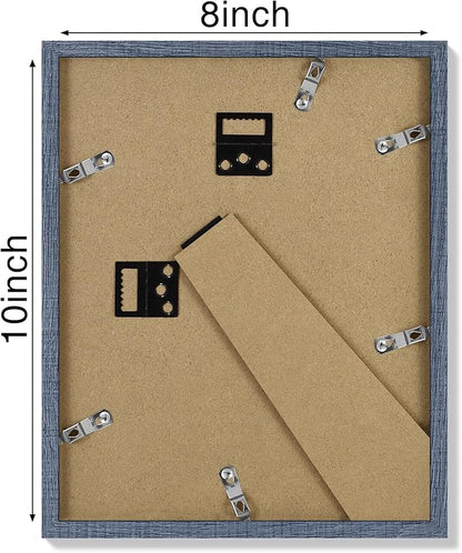 Vittanly 8x10 Picture Frames Set of 4, Display Pictures 5x7 with Mat or 8x10 without Mat, Gallery Frame Set for Wall or Tabletop Display, Engineered Wood with Shatter Resistant Plexiglass, Navy Blue