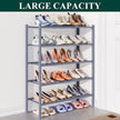 Smiry Bamboo Shoe Rack for Closet, 5 Tier Wooden Stackable Shoe Organizer, Free Standing Shoes Storage Shelf for Entryway, Front Door Entrance, Grey