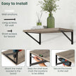 Floating Shelves, 12 Inch Deep Rustic Wood Wall Storage, 48W x 12D Wall Shelves Set of 2, Heavy Duty Metal Brackets, Large Industrial Book Shelf for Living Room, Kitchen, Bedroom, Grey