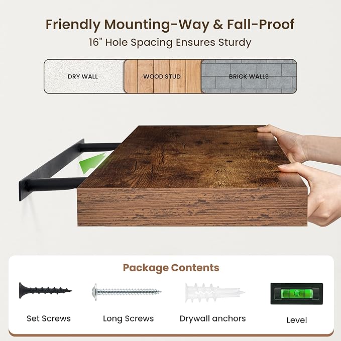 72 Inch Floating Shelves | 12 Inch Deep Floating Shelves Set of 2 | 72