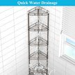 5 Tier Floor Standing Corner Shower Caddy Organizer Shelf with Hooks, Bathroom Shelves Stand Rack, Bronze