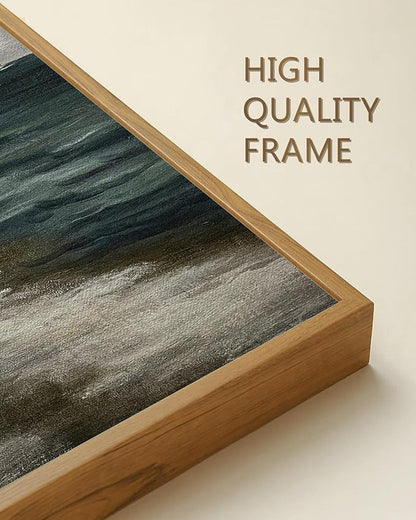 SHENIFY Vintage Landscape Seascape Framed Canvas Wall Art Seaside Coastal Scenery Classic Hallway Bathroom Office Decor - 11x14in Natural Framed