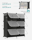SONGMICS Shoe Rack Organizer, 6-Tier Shoe Storage Cabinet for Closet and Entryway, Holds 24 Pairs of Shoes, Adjustable, Ink Black and Trasparent ULPC033B01