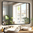 Bathroom Mirror for Wall, 40x30 Inch Rectangle Mirror, Matte Black Metal Framed Bathroom Vanity Mirror for Restroom Farmhouse, Anti-Rust, Tempered Glass, Horizontally or Vertically Hanging