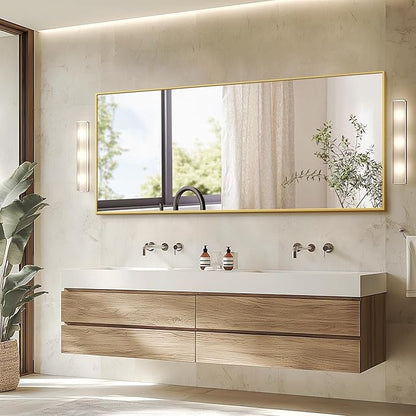 Full Length Standing Mirror, 70"x24" Gold Full Body Mirror with Aluminum Alloy Frame, Free Standing or Wall Mount for Bedroom, Living Room, Dressing Room