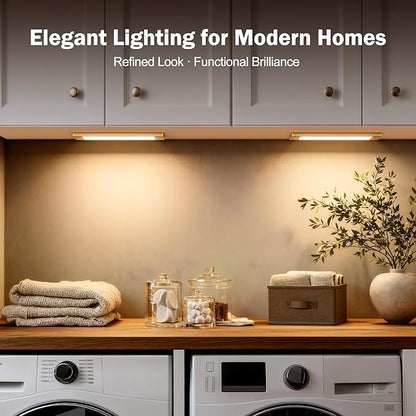 V4light Rechargeable Motion Sensor Under Cabinet Light, Magnetic LED Bar with 1500mAh, Gold Aluminum Accent Lighting, Dimmable 3 Color Temperatures for Kitchen Cabinets, Shelves & Closets (9 in)