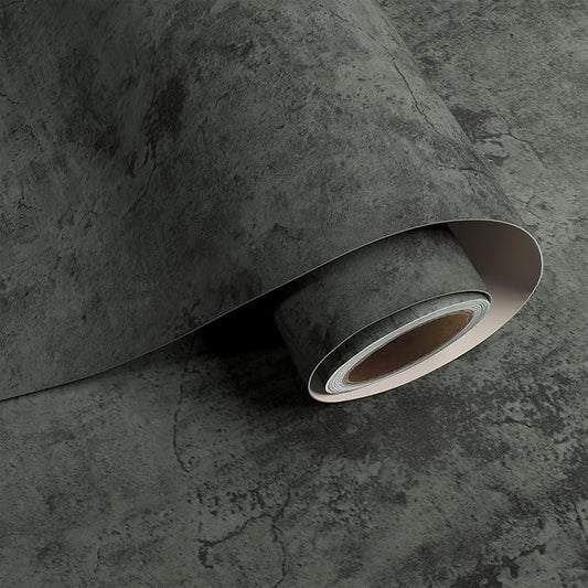 VaryPaper Large Industrial Style Concrete Wallpaper 32''x118'' Thick Peel and Stick Concrete Countertop Contact Paper Waterproof Self Adhesive Grey Cement Wall Paper Roll for Bathroom Bedroom Kitchen