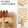 Smiry Bamboo Shoe Rack for Closet, 4 Tier Wooden Stackable Shoe Organizer, Free Standing Shoes Storage Shelf for Entryway, Front Door Entrance, Natural & White