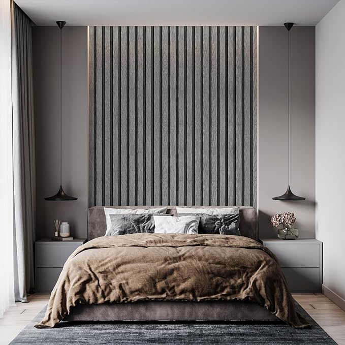Yun-aeon Natural Wood Peel and Stick Wallpaper Grey Wood Slats - 17.3